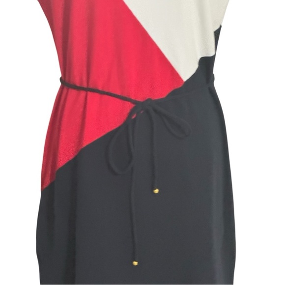 Tommy Hilfiger Red White Blue Belted Colorblock Stretch Cotton Mini Dress Size S - Picture 5 of 8